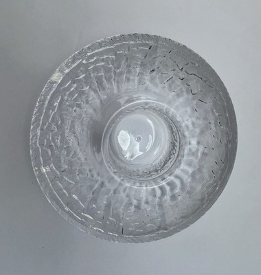 Orrefors Crystal Discus Art Glass Votive Candle Holder Lars Hellsten Sweden 5''