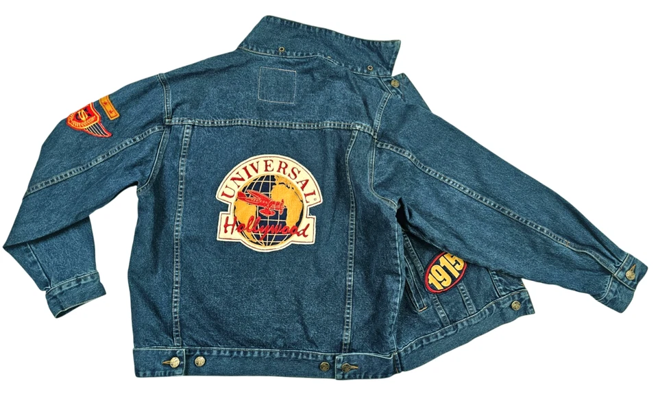 HOT VTG 90-х годов УНИСЕКС универсальный студии большой логотип нашитый 4 Pck джинсовая куртка джинсы M - Изображение 4 из 4