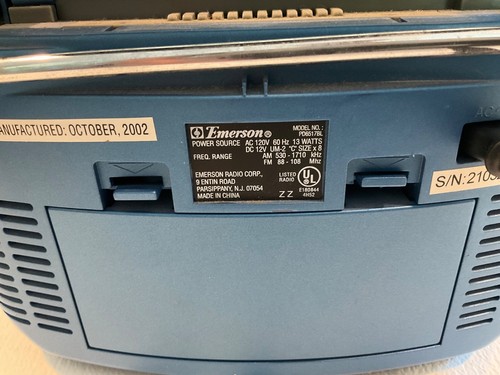 Emerson Boombox CD Cassette Radio FM Player Stereo Blue PD6517BL Works Portable - Picture 5 of 9