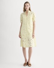 NWT Everlane The Eyelet Midi Dress Butter Yellow Size M Preppy Classic Coastal