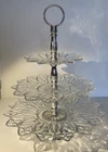 Vintage Federal Petal Glass Three Tier Dessert Server BEAUTIFUL!