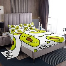 Kids Sheet Set Cute Fruit Bed Sheet Boys Girls Bedding 1 Flat Queen Avocado
