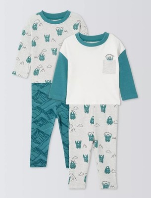 John Lewis Baby Boys 2 Pack Of Yeti Pyjamas In Various Sizes *BNWT*