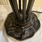 1980's Tiffany Style Lily 10 Arm Light Mercury Glass  Multicolored Lamp Bronze — photo 4