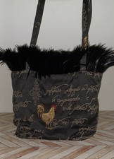 Borsa/borsa/borsa casale/campagna con gallo e piume testo italiano