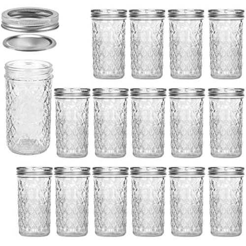 Einmachgläser 12 Unzen, Einmachgläser Gelee Gläser mit normalen Deckeln Ideal für Marmelade15er Pack - Bild 1 von 8