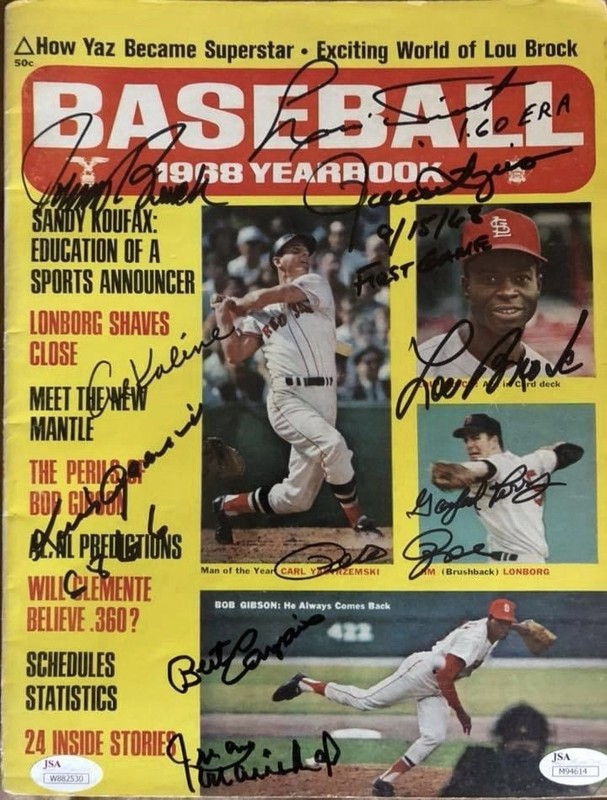 Baseball 1968 Yearbook - Autographed by Eight (8) Hall Of Fame Players