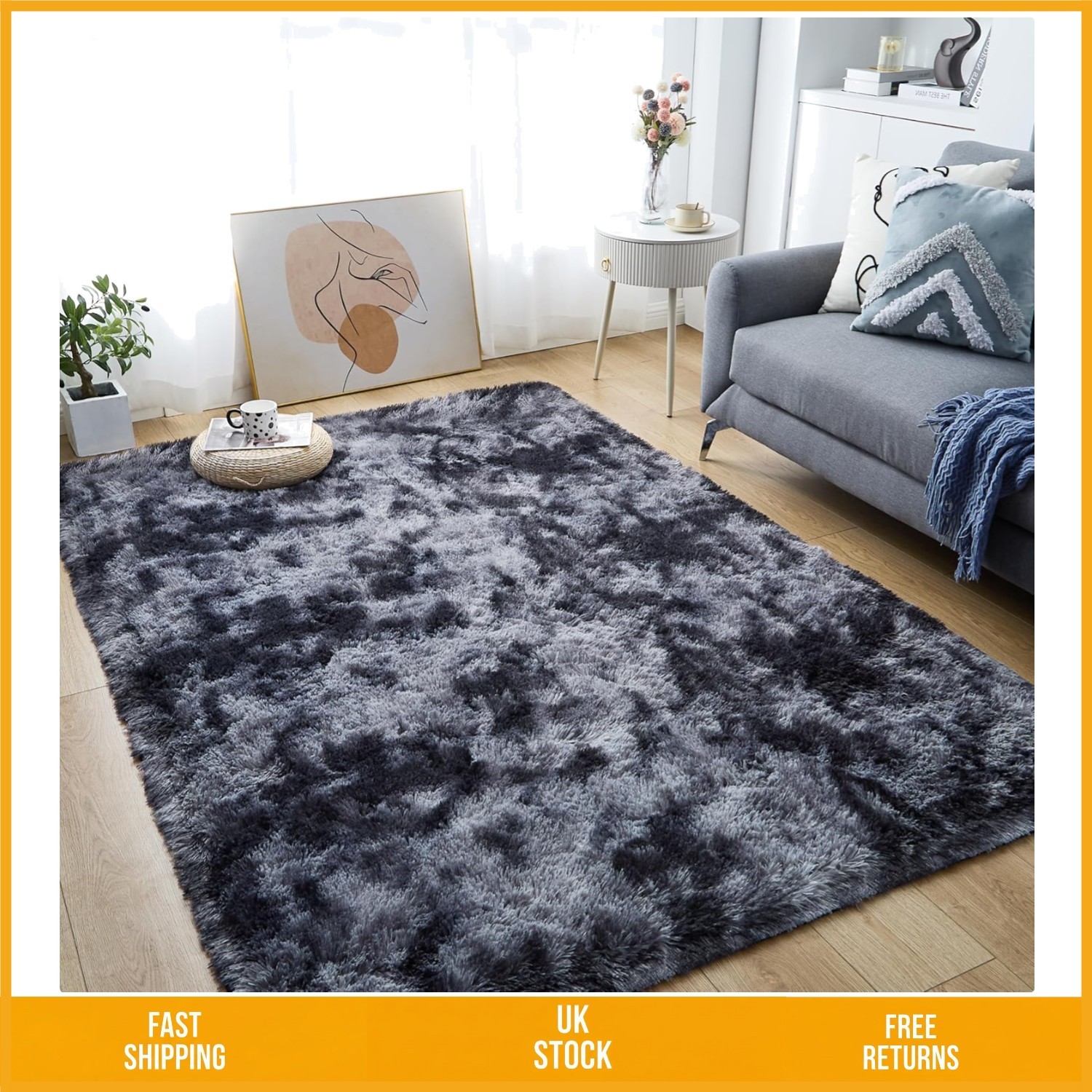 Plush Shaggy Area Rug Modern Non Slip Soft Fluffy Living Room Mat 160x230cm