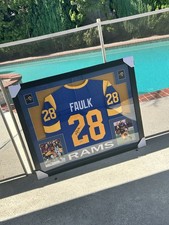 CUSTOM MARSHALL FAULK JERSEY FRAME PLUS AUTHENTIC FULL SIZE HELMET!