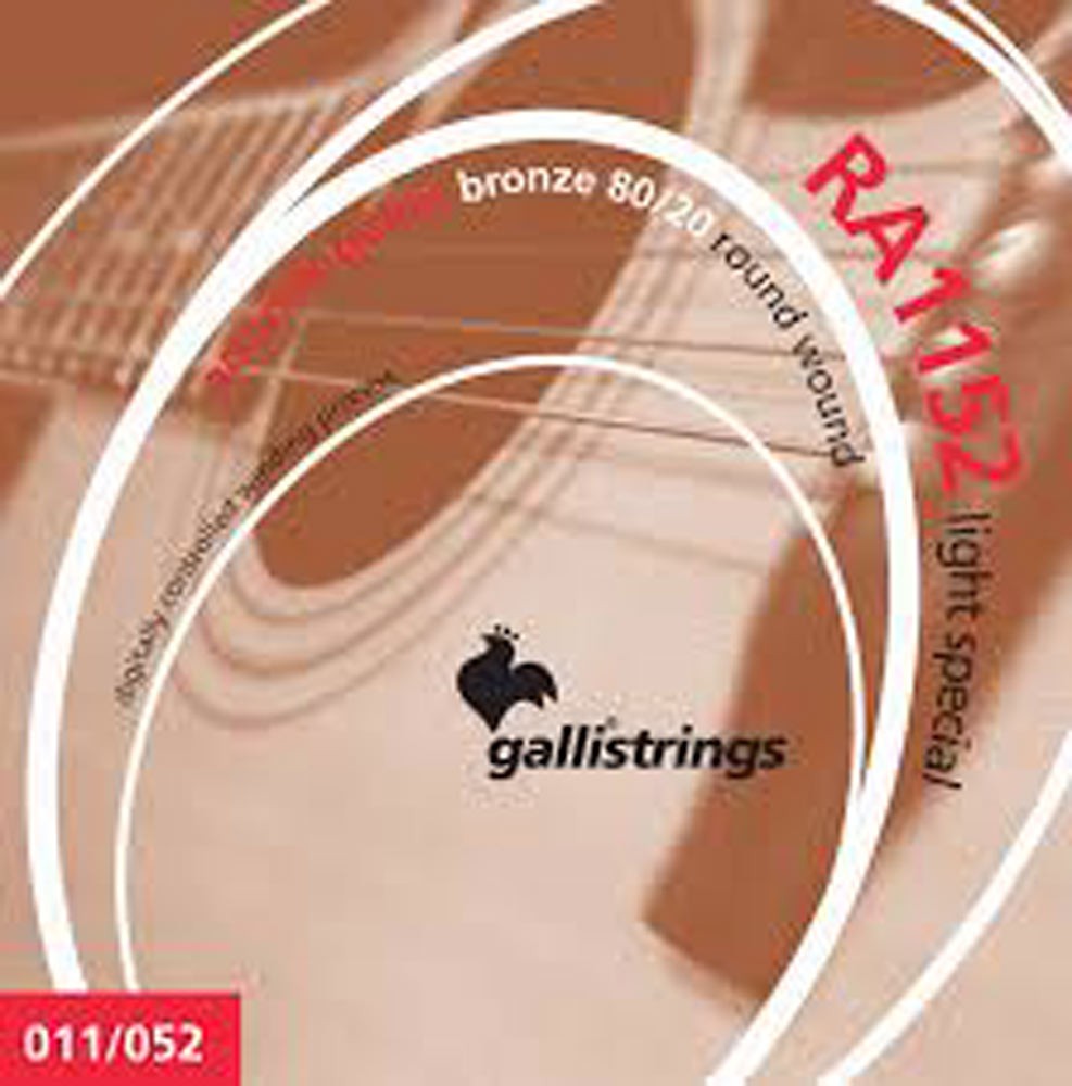 Galli RA1152 ACOUSTIC GUITAR STRINGS, Custom Light gauge, Bronze. .011-.052