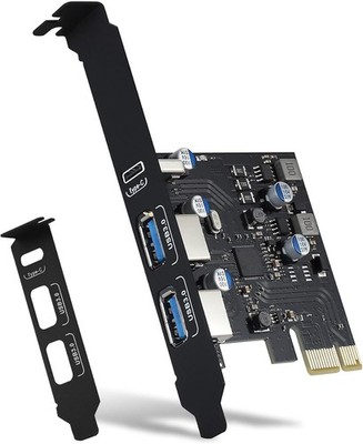 USB PCIE Card 18W Power Delivery, PCI Express 3 Port (Type C, 2 x Type A) PCIe U