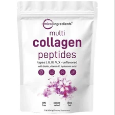 Micro Ingredients Multi Collagen Peptides Powder, 1lb