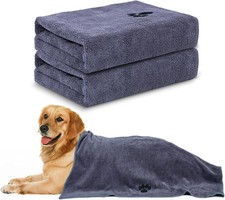 2 Pack Large Microfiber Dog Towels 40x23.6 Pet Bath Drying Grooming Towels