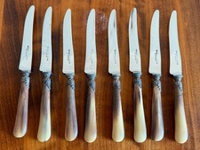  8 antike französische Buttermesser – BARBIER FILS A LAON Horngriff