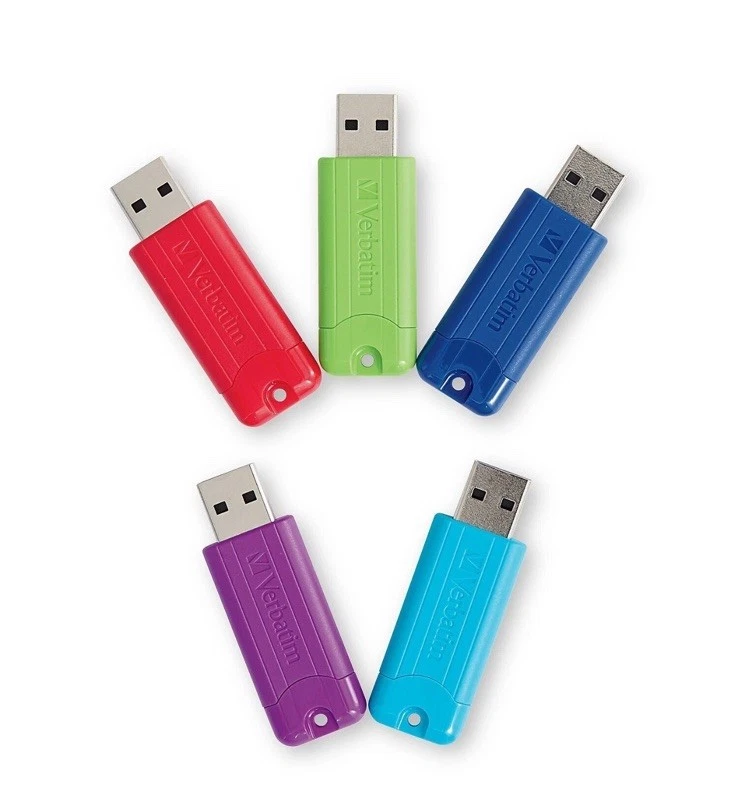 Verbatim PinStripe 64GB USB 3.2 Type-A Flash Drive Assorted Colors 5/Pack - Image 2 of 3