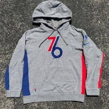 Nike NBA Philadelphia 76ers Hoodie Mens Small Grey Red Blue Pullover Sweatshirt