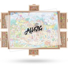 1000 Pieces Rotating Puzzle Board with 6 Drawers and Cover,22"x30"Portable Wo...