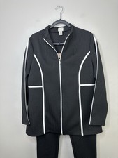 Chicos Zenergy Track Suit Women Sz 1 Medium Textured Jacket Cropped Pant Set