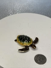 MINI SEA TURTLE TRINKET BOX  BY KEREN KOPAL. CRYSTALS, DETAILED, COLORFUL