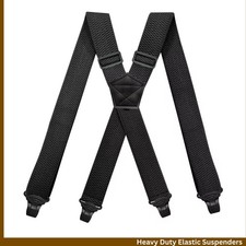 Heavy Duty X Back Suspenders for Men Adjustable Elastic Work Braces Black