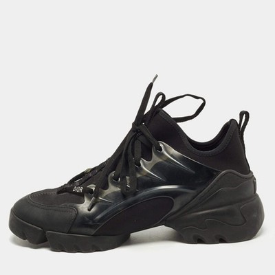 Dior DConnect Size 38.5 Black Neoprene and PVC Low Top Sneakers
