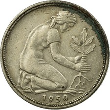 Monnaie, République fédérale allemande, 50 Pfennig, 1950, Stuttgart, TB+