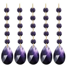 Teardrop Crystal Chandelier, 5 Pack 135mm Length Prisms Part Dark Purple