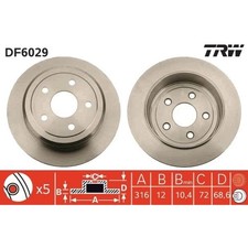 2x TRW DF6029 Bremsscheibe für JEEP WRANGLER JK Bremsscheiben