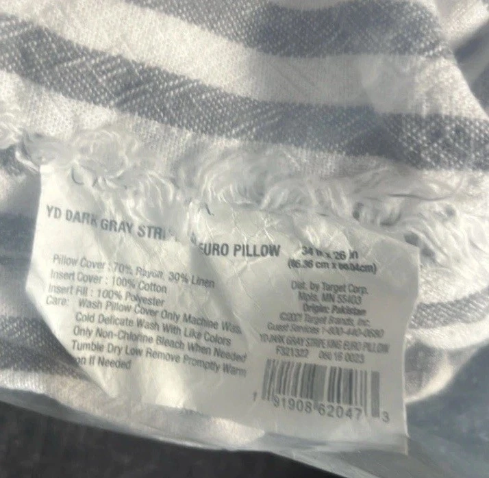 Almohada Casaluna a Rayas King Gris Mezcla de Lino Foto 3 de 3