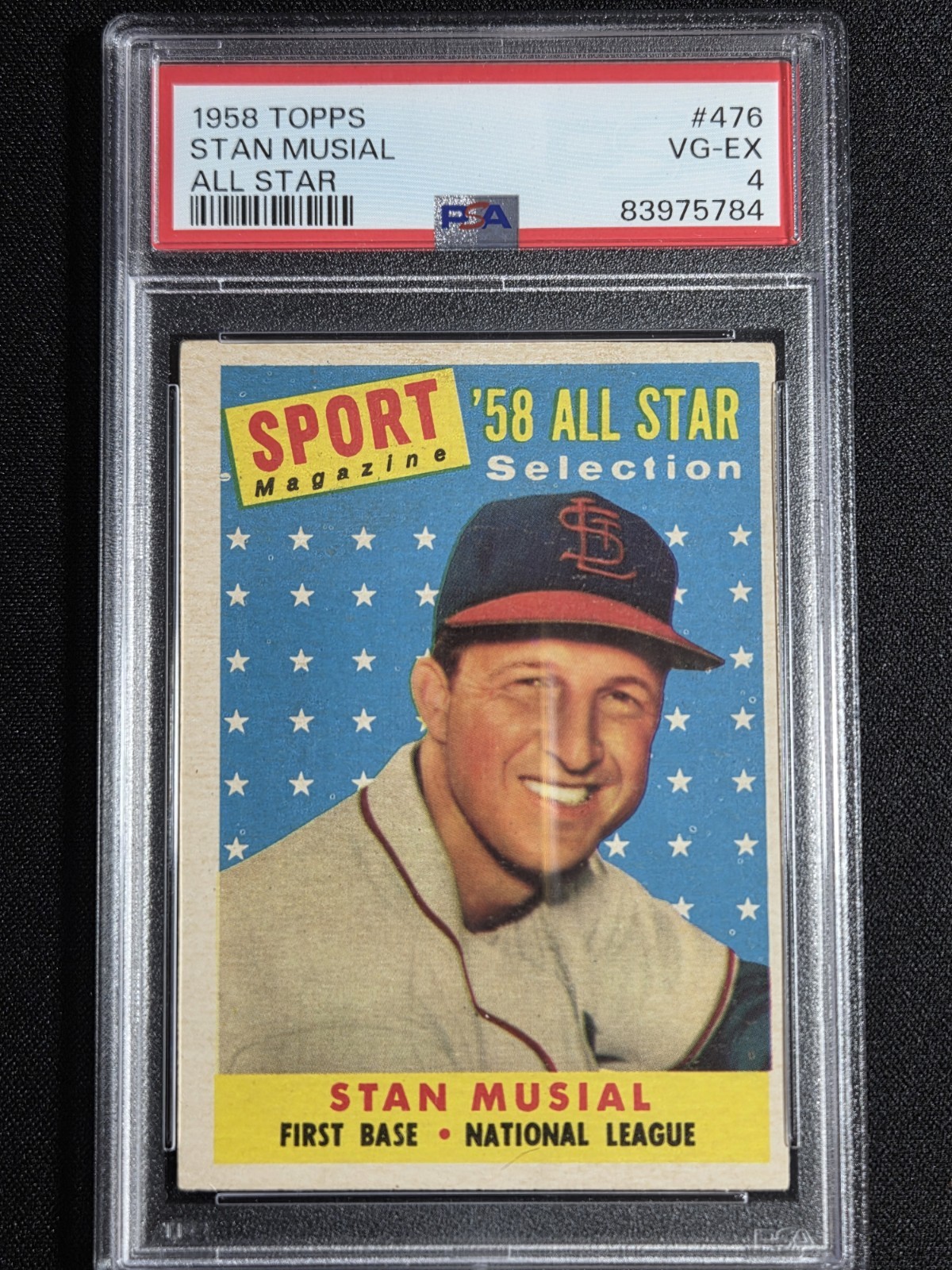 1958 Topps - Sport Magazine '58 All Star Selection Stan Musial #476 PSA 4