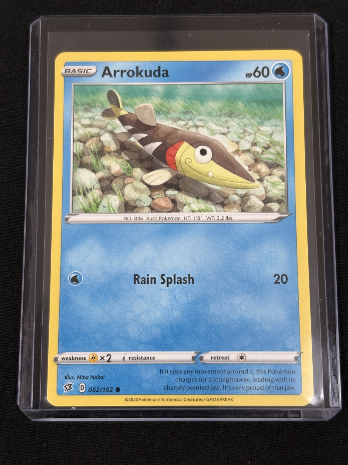 2020 POKEMON CARD 052/192 ARROKUDA REBEL CLASH SWORD & SHIELD FS