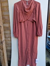 Asos Design Wrap Front Midi Dress With Long Sleeve In Brick Uk 12