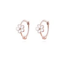 Solid 925 Sterling Silver Flower Hoop Earrings Huggie for Women Teen Girls Daisy