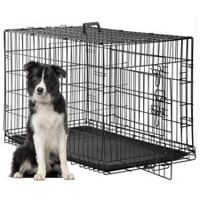 Dog Crate for Large Dogs 48 Inch Folding Metal WirePet Cage Double Door W/Div...