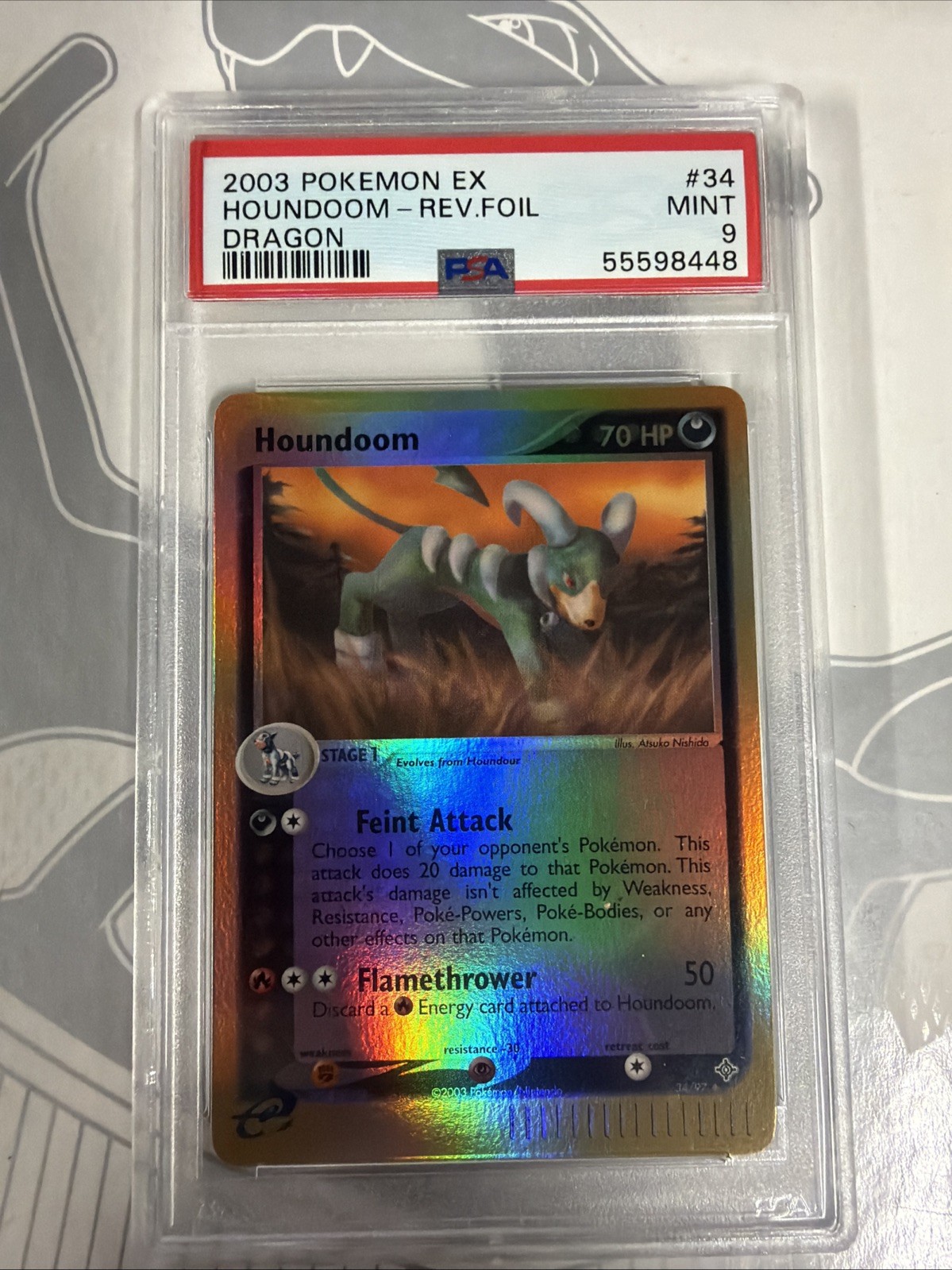 Houndoom Reverse Holo 34/97 Dragon Pokemon PSA 9 Mint