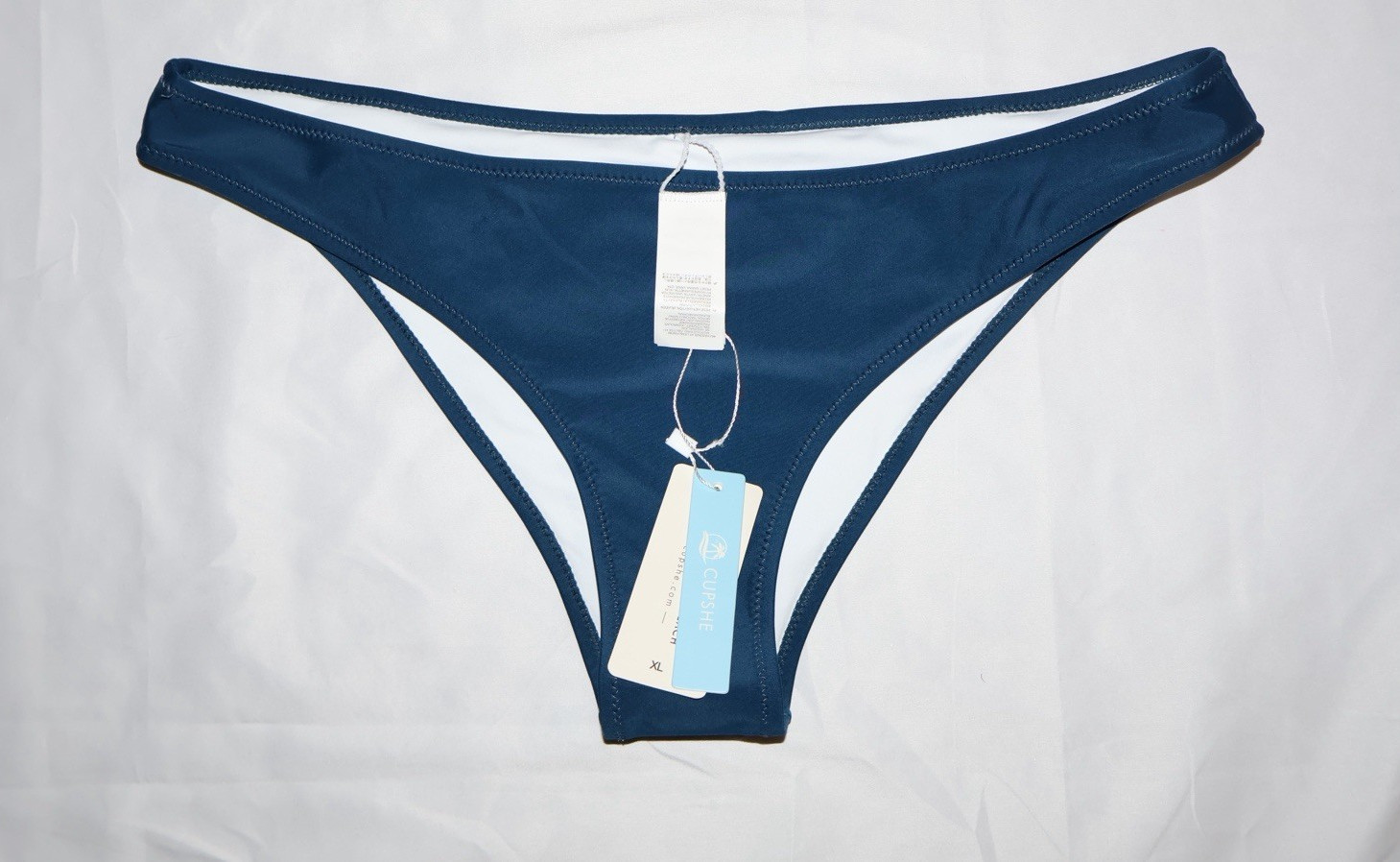 Cupshe Navy Solid Bikini Swim Bottom - Lined Stretch Nylon/Spandex, Women's XL