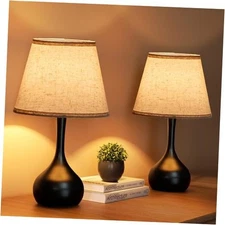  Touch Bedside Lamp Set of 2, Farmhouse 3-Way Dimmable Table Lamps Black 2pcs