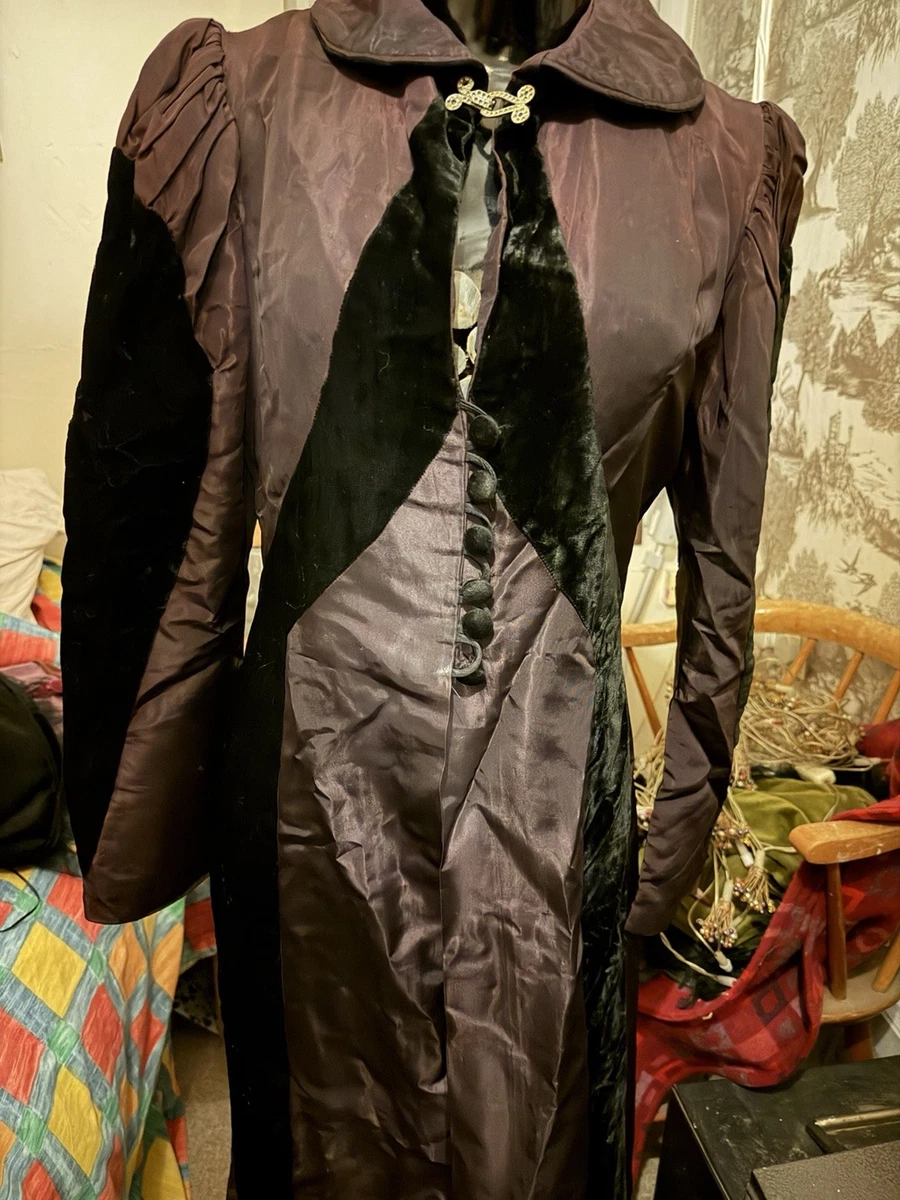 Guión a pantalla Eduardiano/Victoriano Tafetán/Vestido de terciopelo/Abrigo Disfraz de escenario