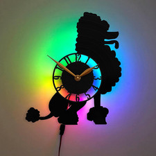 Poodle Wall Clock with LED Backlight – Elegant Dog Decor and Stylish Pet Lovers,