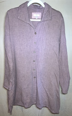#ad #ad KLEEN Mauve Button Up Long Sleeve Lightweight Tunic Shirt Women’s Large $43.00