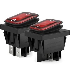 2pcs Ac 16a 250v/125v 2 Position On/off Waterproof Boat Rocker Switch With Red I