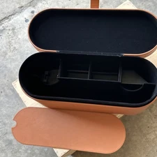 DYSON Airwrap Styler Leather Large Storage Hard Box Brown Traveling Case Only