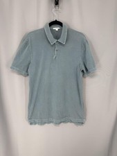 James Perse Polo Shirt Mens Medium Blue Supima Cotton Made In USA Short Sleeve