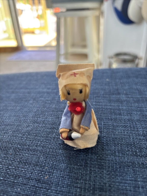 Vintage Handmade Wooden Nurse Doll