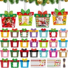 48 Pcs Christmas Photo Frame Hanging Christmas Frame Ornaments Present Box Gi...