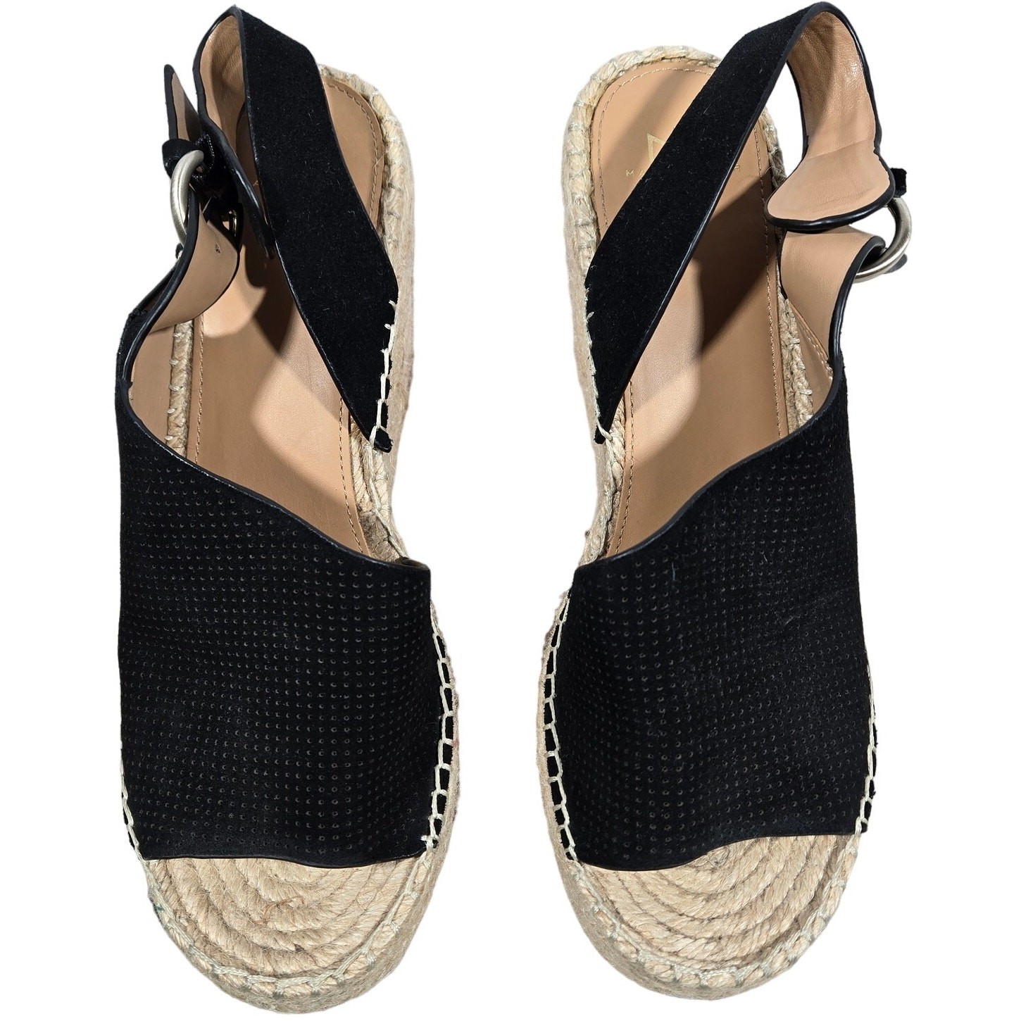 APL Marc Fisher Mlandela sandalo zeppa traforato pelle nera espadrillas donna 10