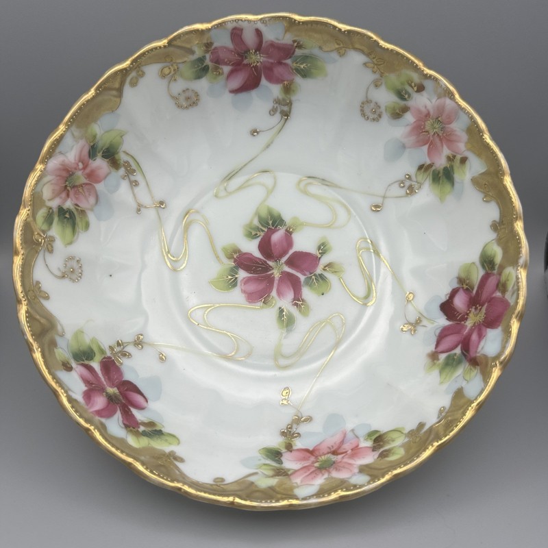 Antique Hand Painted Nippon Floral Gold Gilded Berry Bowl