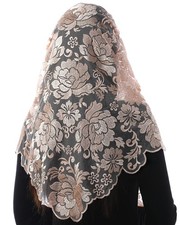 Chapel Mantillas Veil for Christian Prayer Vintaged Floral Lace Scarf Shawl L...