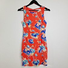 Forever 21 Womens Small Sheath Dress Orange Floral Sleeveless Above Knee