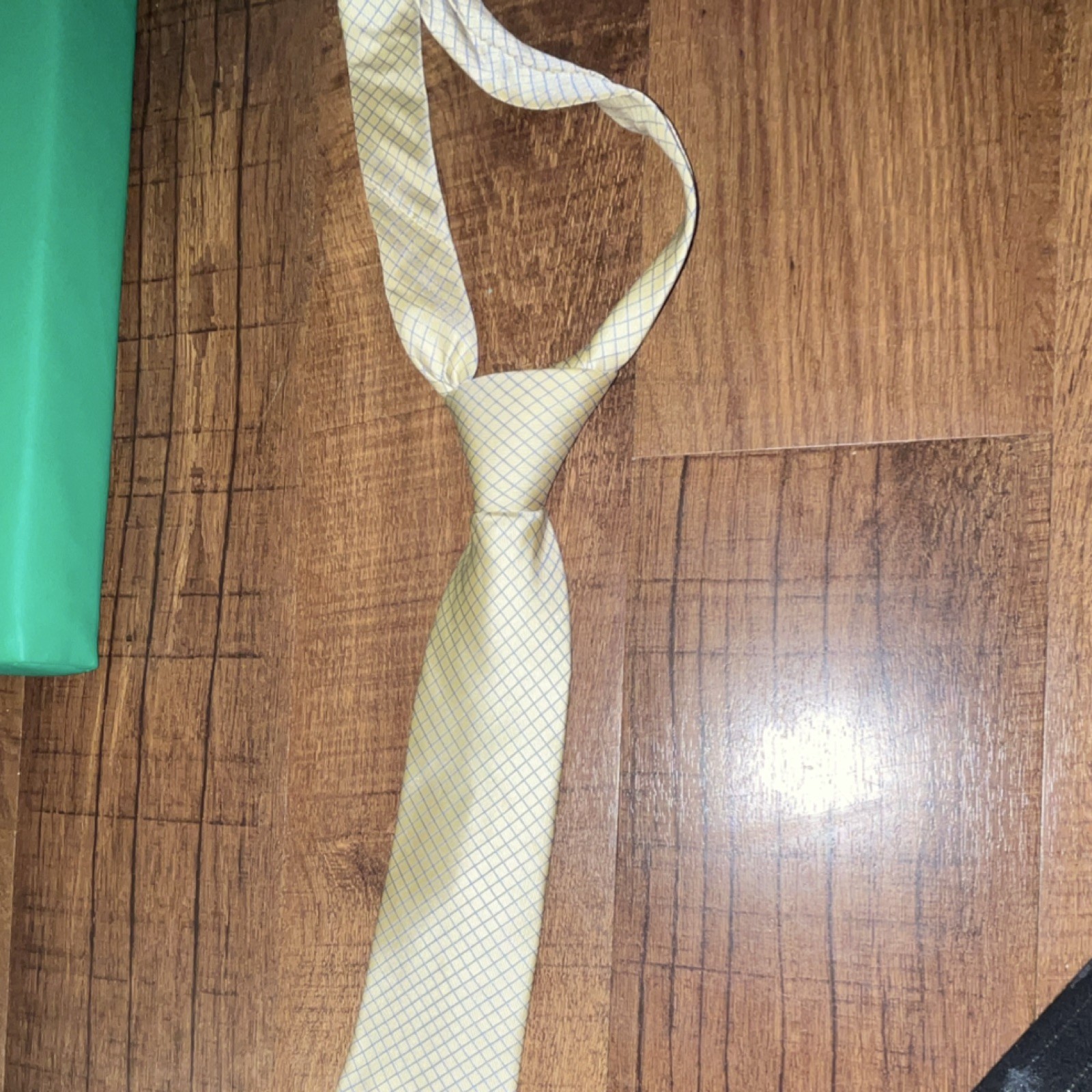 Michael Kors Men's Yellow Blue Plaids & Checks Silk Woven Tie Neckwear Accessory